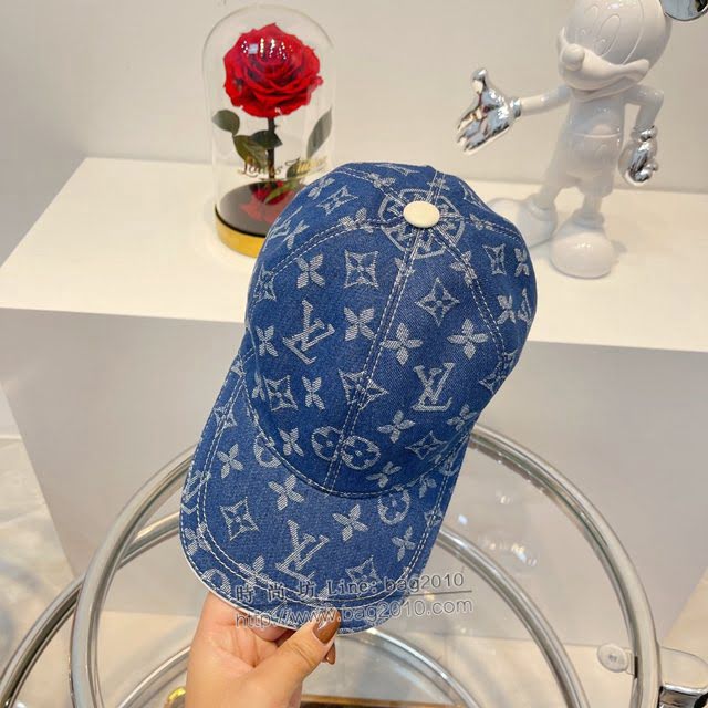 LV爆款男士帽子 路易威登水洗做舊牛仔提花棒球帽鴨舌帽  mm1312